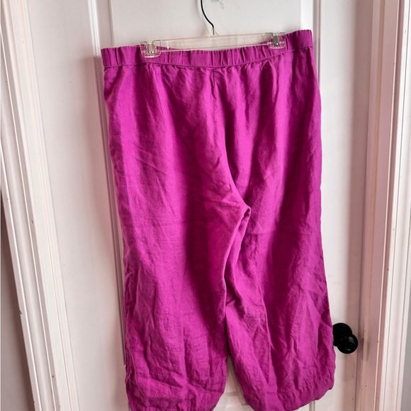 J. Jill Pink Wide-Leg 100% Linen Cropped Women's Pants - Picture 4 of 6